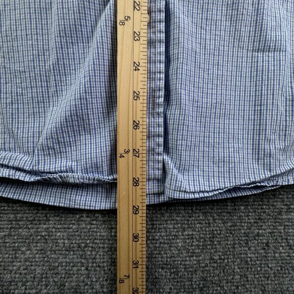 Gitman Bros 15 34 USA Button Up Shirt Blue Check Long Sleeve Men Woven Adult ** - Picture 4 of 16
